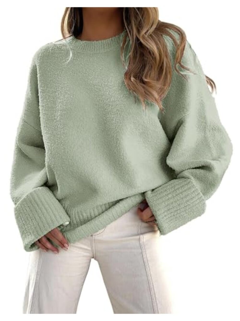 Oversized Chunky Knit Sweater Long Sleeve Crew Neck Pullover